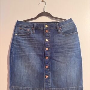Denim Button-Front Skirt